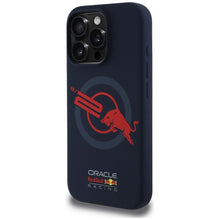 Заредете изображение във визуализатора на галерията – RED BULL case for IPHONE 16 Pro compatible with MagSafe RBHMP16L24SIOLVR (Silicone ORBR20 Logo Red Lining) navy
