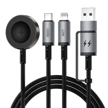 Заредете изображение във визуализатора на галерията – WiWU - Legend series data cable Wi-C050 5in1 Fast Charging USB A/USB C to C+L+Wireless 100W - black
