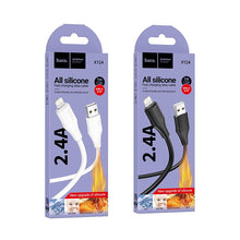 Заредете изображение във визуализатора на галерията – Silicone Cable USB A to Lightning Hoco 2,4A 1 m X124 black
