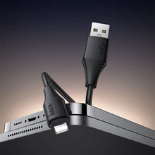 Заредете изображение във визуализатора на галерията – Silicone Cable USB A to Lightning Hoco 2,4A 1 m X124 black
