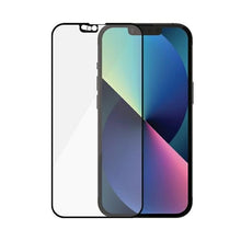 Заредете изображение във визуализатора на галерията – PanzerGlass E2E Microfracture Antibacterial Glass with Swarovsky Crystal Camera Cover for iPhone 13/13 Pro - With Black Frame
