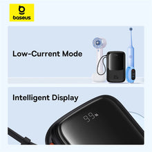 Заредете изображение във визуализатора на галерията – Baseus Qpow Pro+ 10000mAh 22.5W powerbank with built-in USB-C cable and display - black
