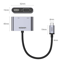 Заредете изображение във визуализатора на галерията – Ugreen CM162 50505 USB-C - HDMI / VGA / USB-A 3.0 / USB-C PD adapter - gray
