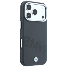 Заредете изображение във визуализатора на галерията – BMW case for IPHONE 18 Pro/17 Pro compatible with MagSafe (Sign Inclined Deboss Letters) grey
