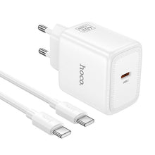 Заредете изображение във визуализатора на галерията – Phone GaN charger Hoco USB C PD AVS 40W max 60W with USB C to USB C cable N83 white
