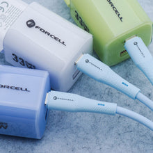 Заредете изображение във визуализатора на галерията – FORCELL F-ENERGY C344 cable Type C to Type C QC4.0 PD 3A 60W Silicone 1 m blue
