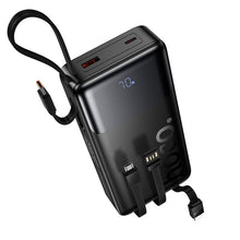 Заредете изображение във визуализатора на галерията – Powerbank 20000 mAh QC PD 2A 22,5W with built-in cables USB A + USB C + Lightning + Micro USB Hoco J156A black
