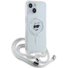 Заредете изображение във визуализатора на галерията – Karl Lagerfeld IML Choupette Head&amp;Cord MagSafe case for iPhone 15 / 14 / 13 - transparent

