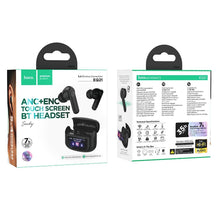 Заредете изображение във визуализатора на галерията – HOCO wireless earphones bluetooth with touch screen TWS ANC + ENC EQ21 midnight black
