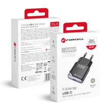 Заредете изображение във визуализатора на галерията – FORCELL F-ENERGY GaN III B135101-E Ultra Slim travel charger 1 x Type C + USB A PD QC4.0 3A 35W black
