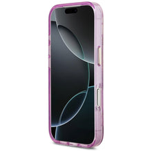 Заредете изображение във визуализатора на галерията – GUESS case for IPHONE 17 Pro Max compatible with MagSafe GUHMP17XHFLPEDU (IML Metal Glitter Flowers Triangle) purple
