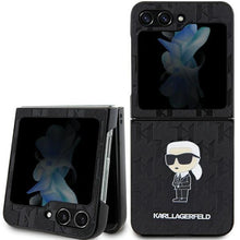 Заредете изображение във визуализатора на галерията – Karl Lagerfeld Saffiano Monogram Ikonik Pin Samsung Galaxy Z Flip 5 case - black
