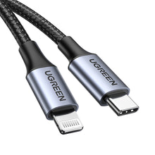 Заредете изображение във визуализатора на галерията – Ugreen US304 60760 Lightning - USB-C 2.0 MFi cable 1.5 m - gray
