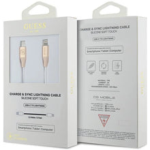Заредете изображение във визуализатора на галерията – Guess Ebossed Logo USB-C / Lightning cable 1.5m fast charging - gold
