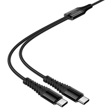Заредете изображение във визуализатора на галерията – Cable 2in1 USB C to USB C+C Hoco 1 m X123 black
