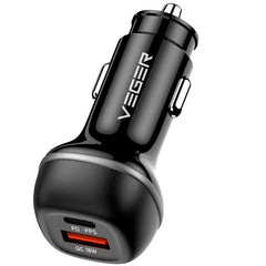 VEGER car charger USB A + USB C QC PD 51W CC62-1A1C black