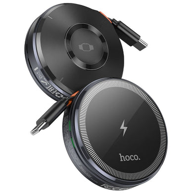 HOCO wireless charger with retractable cable Type C compatible with MagSafe and APPLE Watch 15W CQ18 metal gray