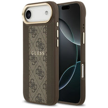Заредете изображение във визуализатора на галерията – GUESS case for IPHONE 17 Air compatible with MagSafe GUHMP17MPG4SEMCW (PU W/ 4G Stripe) brown
