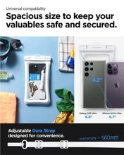 Заредете изображение във визуализатора на галерията – Spigen Aqua Shield A610 waterproof case floating on water - white 2 pcs.
