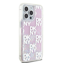 Заредете изображение във визуализатора на галерията – DKNY case for IPHONE 15 Pro Max DKHCP15XLCPEPP (DKNY HC Liquid Glitters W/Checkered Pattern) pink
