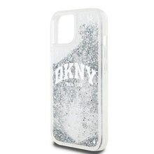 Заредете изображение във визуализатора на галерията – DKNY case for IPHONE 15 DKHCP15SLBNAET (DKNY HC Liquid Glitters W/Arch Logo) white
