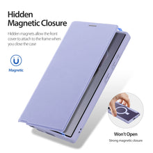 Заредете изображение във визуализатора на галерията – Dux Ducis Skin X Pro case with flap and magnetic ring for Samsung S24 Ultra - purple

