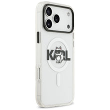 Заредете изображение във визуализатора на галерията – KARL LAGERFELD case for IPHONE 17 Pro compatible with MagSafe KLHMP17LHGCHGKBT (IML Choupette Sketch Logo) transparent
