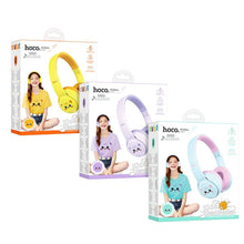 Заредете изображение във визуализатора на галерията – HOCO wireless headphones bluetooth for children W60 sun yellow
