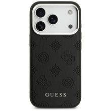 Заредете изображение във визуализатора на галерията – GUESS case for IPHONE 17 Pro compatible with MagSafe GUHMP17LPSPOSSSK (PU W/ Peony Hot Stamp Script) black
