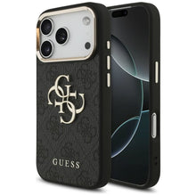 Заредете изображение във визуализатора на галерията – GUESS case for IPHONE 18 Pro / 17 Pro GUE005483 (PU W/ Big 4G Classic Logo) black gold
