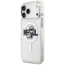 Заредете изображение във визуализатора на галерията – KARL LAGERFELD case for IPHONE 17 Pro Max compatible with MagSafe KLHMP17XHGKCGKBT (IML Glitter K&amp;C Sketch Logo) transparent
