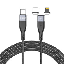 Заредете изображение във визуализатора на галерията – Tech-Protect UltraBoost 2 magnetic cable 2in1 USB-C / Lightning - USB-C PD 60W 3A 1m - black
