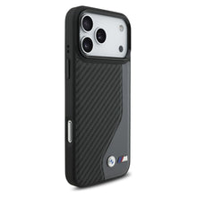 Заредете изображение във визуализатора на галерията – BMW case for IPHONE 17 Pro Max compatible with MagSafe BMHMP17X25PCCSCAK (PU Carbon Logo) anthracite
