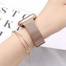 Заредете изображение във визуализатора на галерията – Tech-Protect Thin Milanese bracelet for Apple Watch 4 / 5 / 6 / 7 / 8 / 9 / SE (38/40/41 mm) - gold
