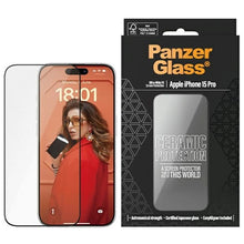 Заредете изображение във визуализатора на галерията – PanzerGlass Ceramic Protection ceramic glass for iPhone 15 Pro with positioner
