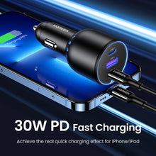 Заредете изображение във визуализатора на галерията – Ugreen CD293 car charger 2x USB-C PD and 1x USB-A 130W - black
