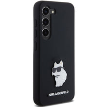 Заредете изображение във визуализатора на галерията – Original Pouch KARL LAGERFELD  hardcase Silicone Choupette Metal Pin KLHCS24SSMHCNPK for Samsung Galaxy S24 black
