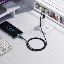 Заредете изображение във визуализатора на галерията – Cable with LCD USB A to USB C Hoco 3A 1,2 m U146 black
