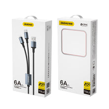 Заредете изображение във визуализатора на галерията – Dudao 2in1 USB cable for charging USB-A - USB-C / Lightning 6A 1.2m black (TGL2)
