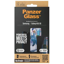 Заредете изображение във визуализатора на галерията – PanzerGlass Ultra-Wide Fit Privacy Tempered Glass with Positioner for Samsung Galaxy A55 5G
