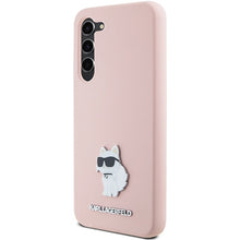 Заредете изображение във визуализатора на галерията – Original Pouch KARL LAGERFELD  hardcase Silicone Choupette Metal Pin KLHCS24MSMHCNPP for Samsung Galaxy S24 Plus pink
