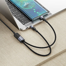 Заредете изображение във визуализатора на галерията – Cable 2in1 USB C to USB C / USB C Hoco 5A 100W 1,2 m U139 black
