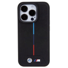 Заредете изображение във визуализатора на галерията – BMW Quilted Tricolor MagSafe case for iPhone 15 Pro - black
