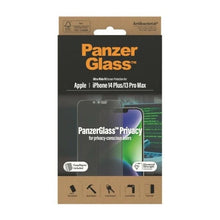 Заредете изображение във визуализатора на галерията – PanzerGlass Ultra-Wide Fit Tempered Glass Antibacterial Privacy with Positioner for iPhone 14 Plus / 13 Pro Max
