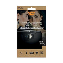 Заредете изображение във визуализатора на галерията – PanzerGlass E2E Microfracture Antibacterial Glass with Swarovsky Crystal Camera Cover for iPhone 13/13 Pro - With Black Frame
