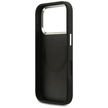 Заредете изображение във визуализатора на галерията – GUESS case for IPHONE 17 Pro compatible with MagSafe GUHMP17LPSPOSSSK (PU W/ Peony Hot Stamp Script) black
