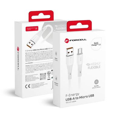FORCELL F-ENERGY C341 cable USB A to Micro USB QC3.0 2,4A 18W Silicone 1 m white