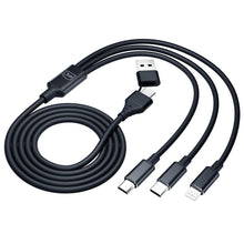 Заредете изображение във визуализатора на галерията – 3mk Hyper Cable 3in1 USB-A - USB-C / USB-C - micro USB - Lightning 1.5m - black

