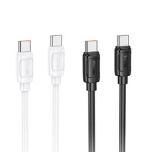 Заредете изображение във визуализатора на галерията – HOCO cable Type C to Type C 5A 240W X115 1 m black
