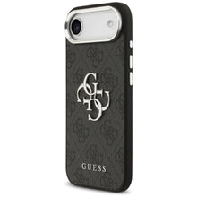 Заредете изображение във визуализатора на галерията – GUESS case for IPHONE 17 Air GUHCP17MP4G4SMCK (4G PU Leather Case with Big 4G and Classic Logo and Silver Metal Camera Frame) black
